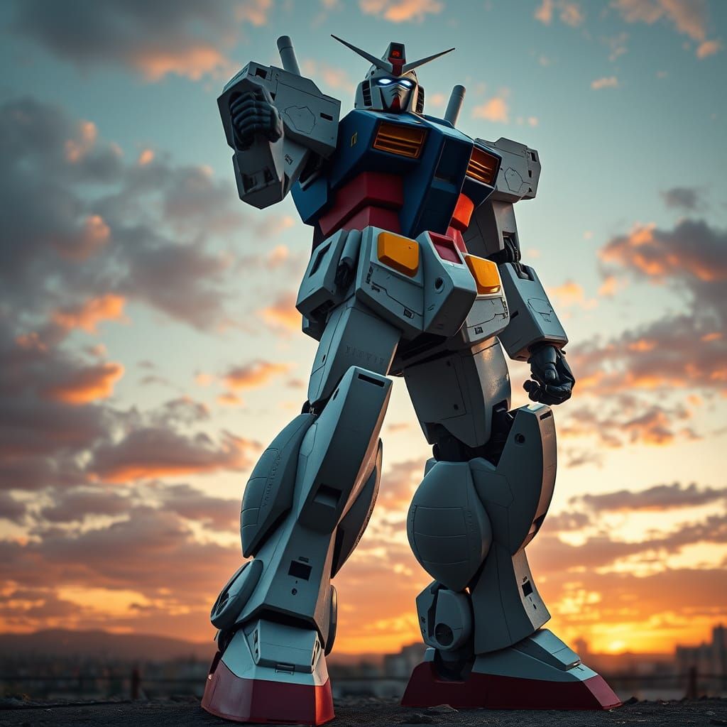 RX-78-2 Gundam Hero in Futuristic Battlefield