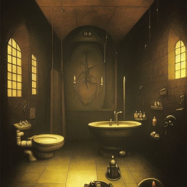 Sinister Dungeon Toilet in Victorian Chiaroscuro Style