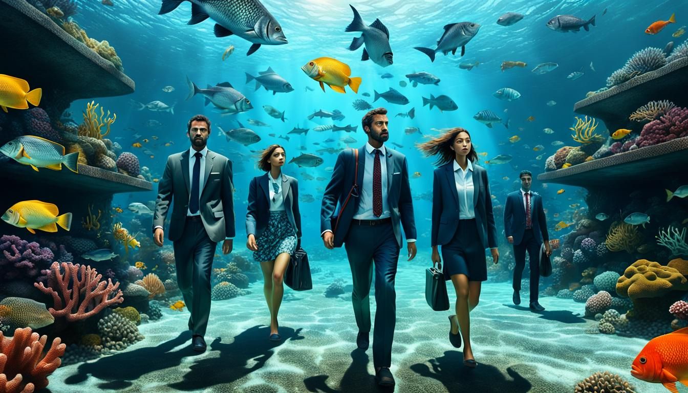 Underwater Street Scene with Tropical Reef, Photorealistic