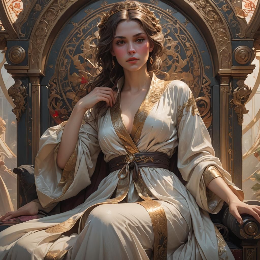 Princess Lounging: Hyperdetailed Art Nouveau Portrait
