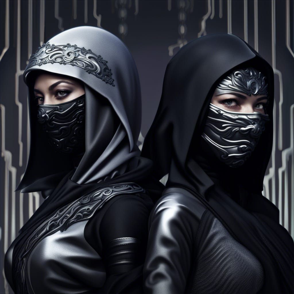 Two Ninja Women in Detailed Matte Painting