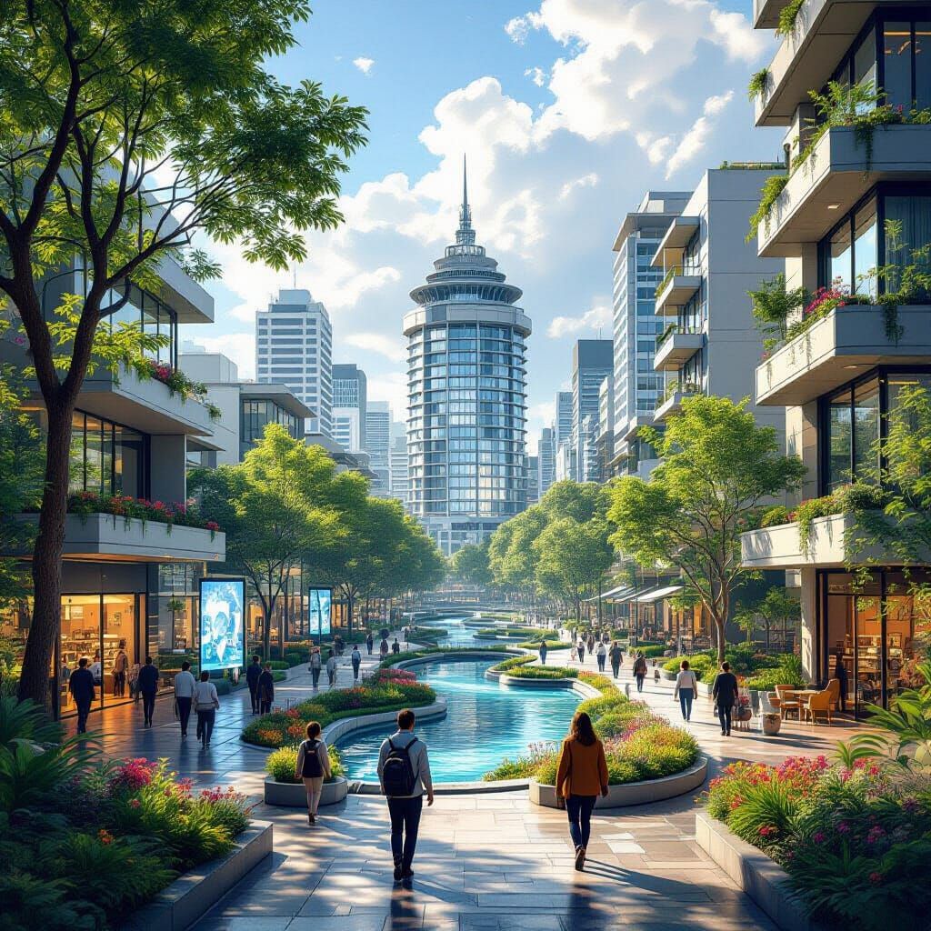 Futuristic Wellington 2126: Eco-Cityscape with Beehive