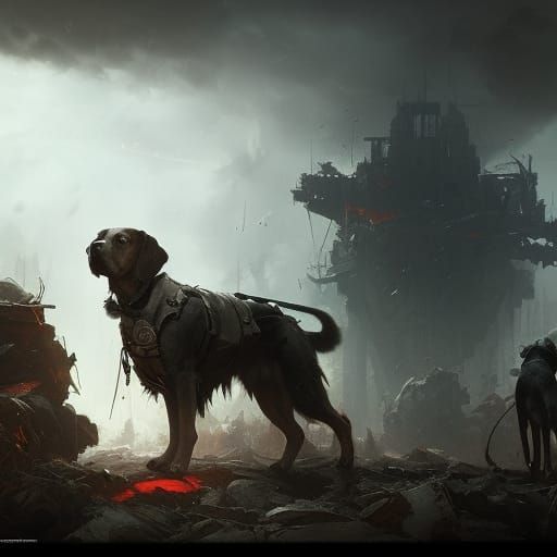 Demonic Dogs of War in Dark Fantasy Style