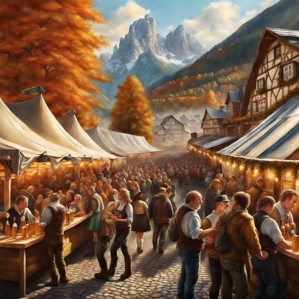 Oktoberfest in Bavaria: Hyperrealistic Beer Festival Scene