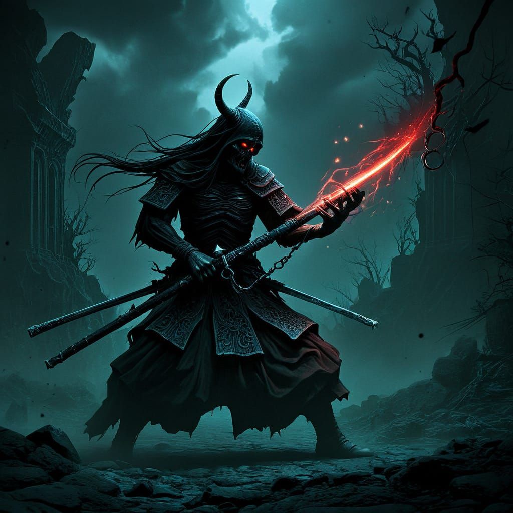 Cosmic Horror Demon Emerges from Portal in Dark Fantasy