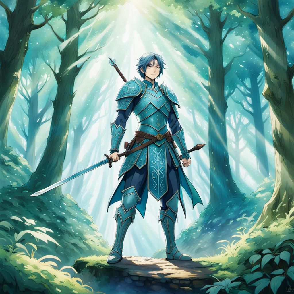 Anime Elf Archer in Lush Forest: Miyazaki Style