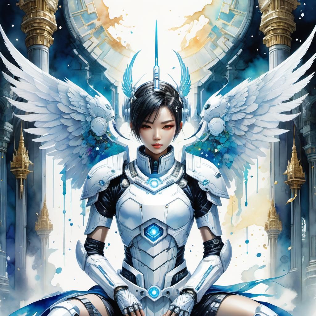 bio art, biopunk with white wings