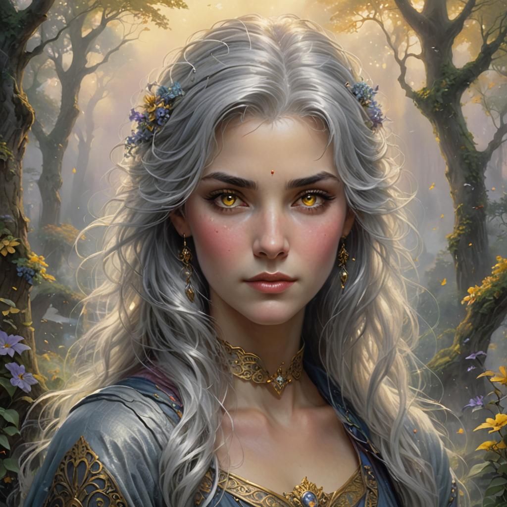 Ethereal Half-Illyrian Portrait in Fantasy Style