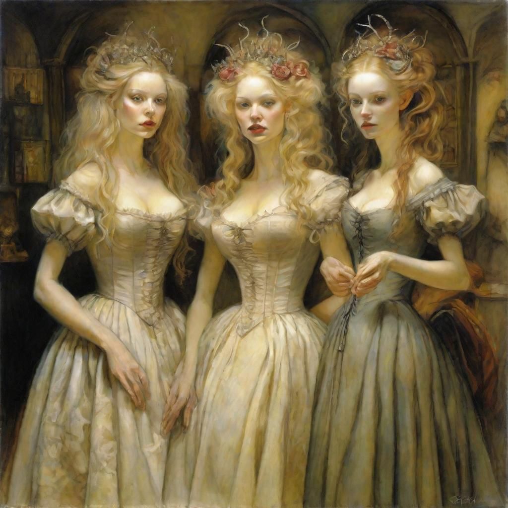 Princess and Servant Girl in Brian Froud Style