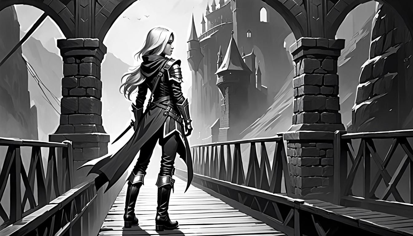 Female Rogue Pencil Sketch in Dark Fantasy Style