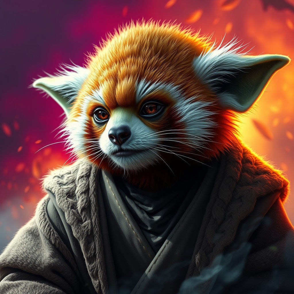 Yoda Red Panda Hybrid in Concept Art Style