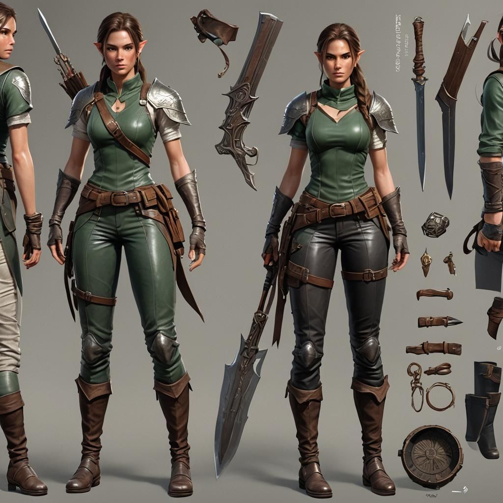 Elven Lara Croft in 3D Anime Style