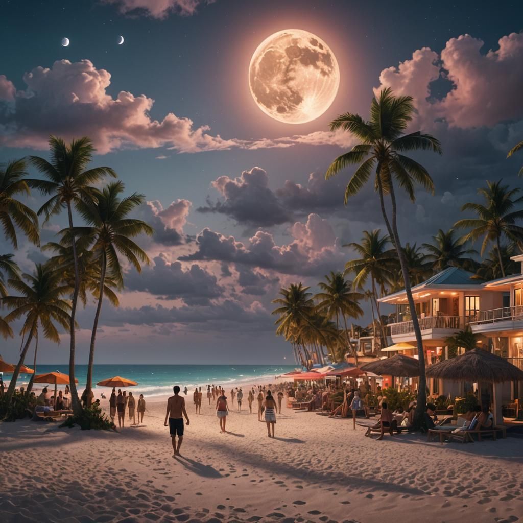Miami Beach Under Moonlight: A Matte Painting