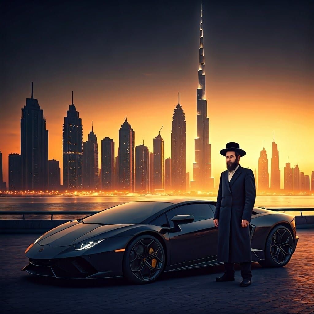 Orthodox Man and Lamborghini in Dubai