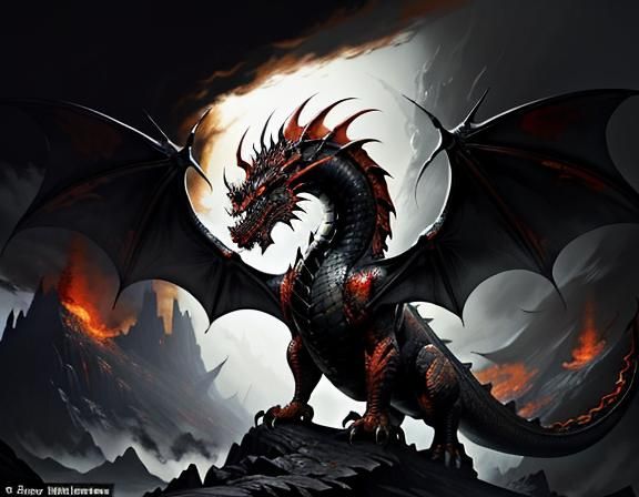Fiery Dragon in Dynamic Fantasy Art Style