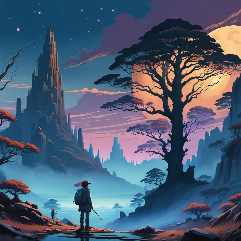 Mystical Twilight Realm with Crystalline Spires