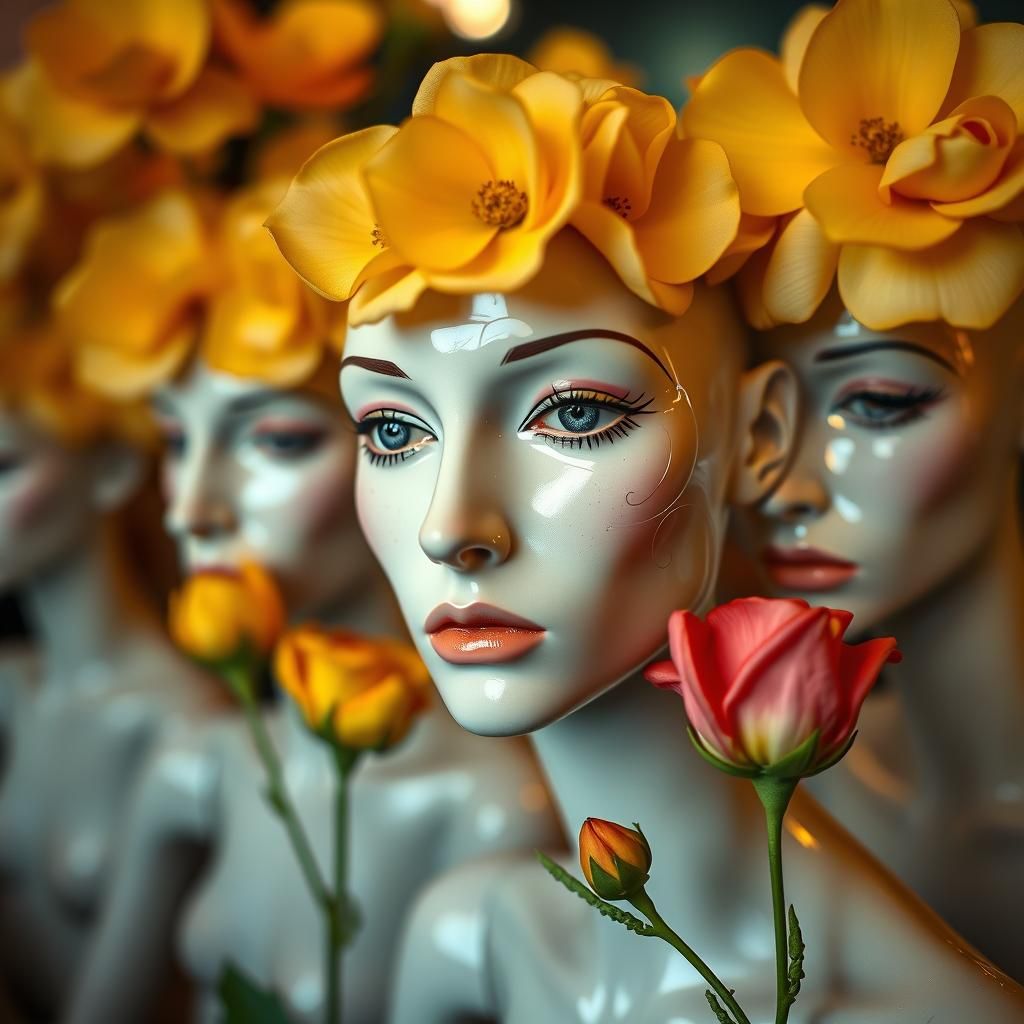 Surreal Mannequin Flower Eaters in Secret Bar