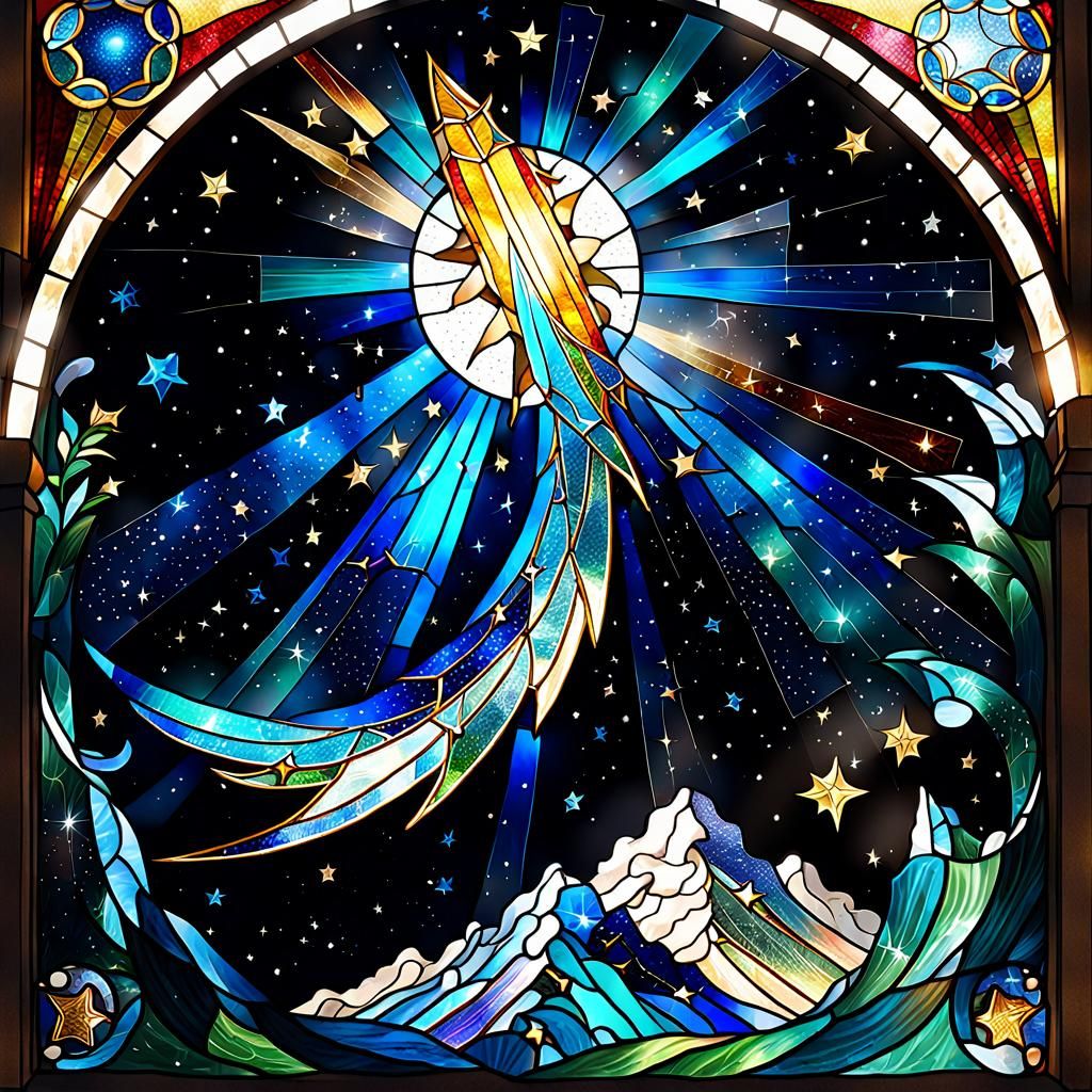 Stained Glass Comet Personification with Glittering Effect
