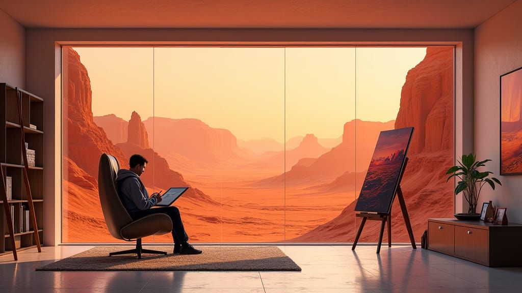 Artist Paints Mars Landscape in Minimalist Colony