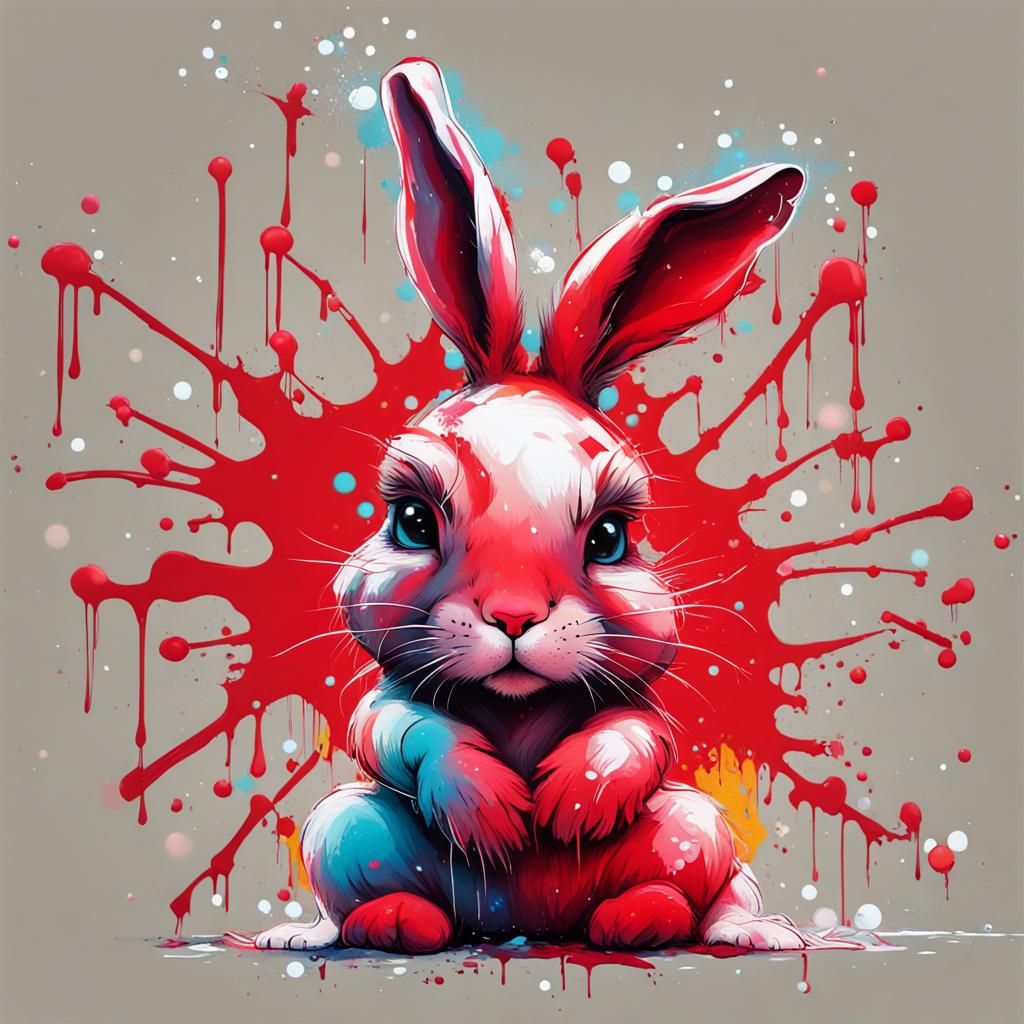 Festive Christmas Bunny in Graffiti Street Art