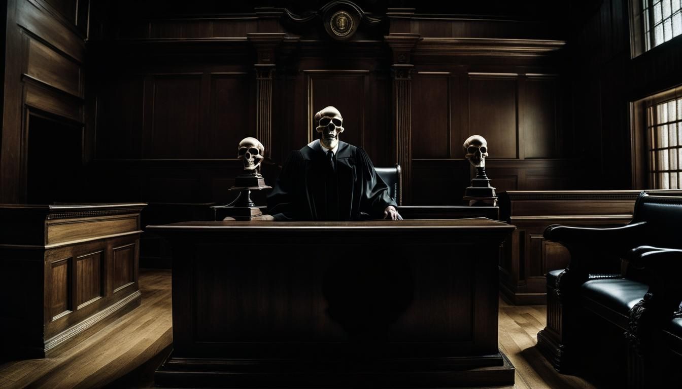 Surreal Distorted Judge in Melting Courtroom