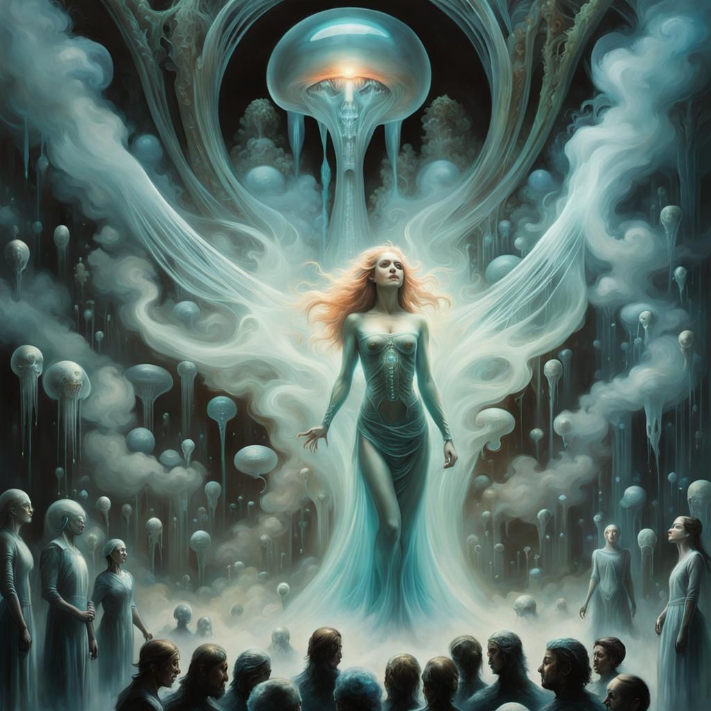 Bioluminescent Crystal Demon in Hyperrealistic Style