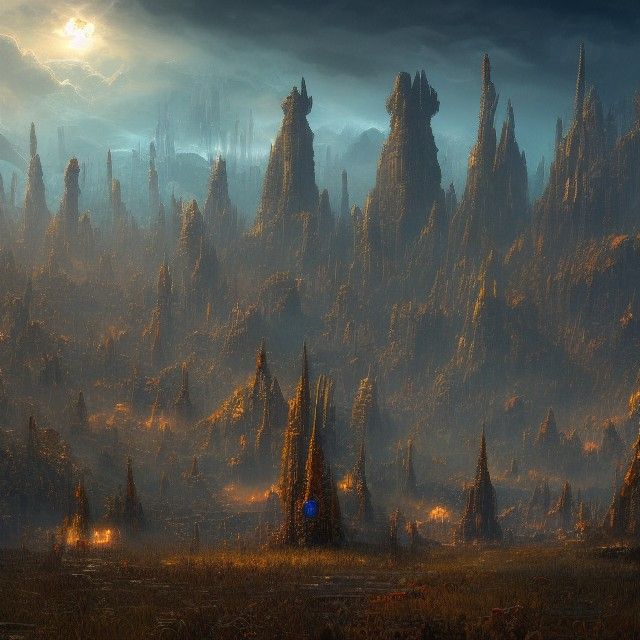 Surreal Sci-Fi Landscape with Satellite Dishes