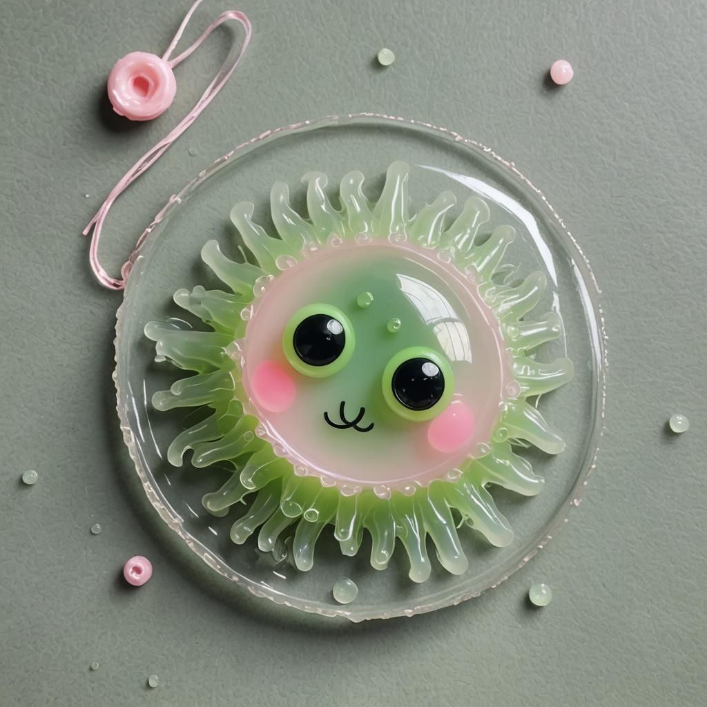 Cute Jelly Creature with Pink Eyes and Lashes