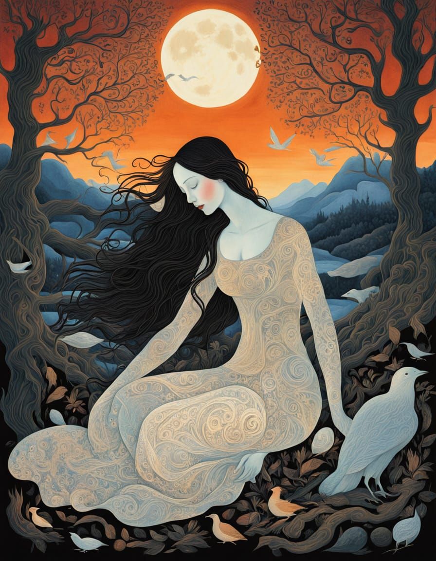 Surreal Album Cover with Woman and Cracked Eye