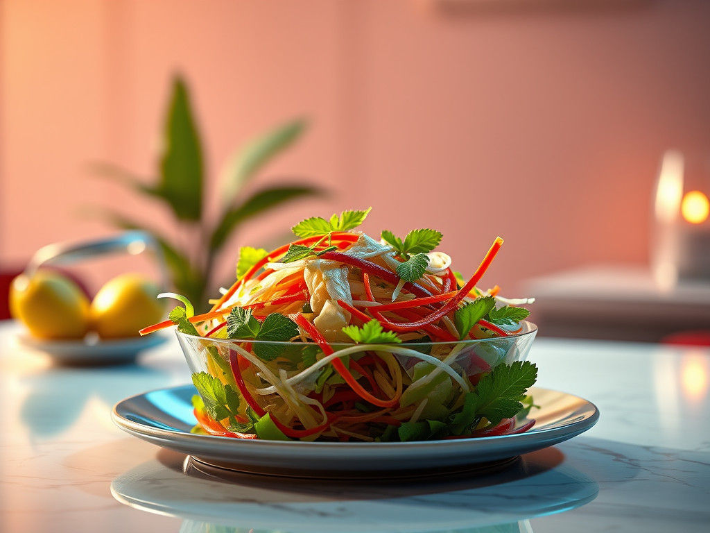 Hyper-Realistic Thai Salad in Digital Art Style