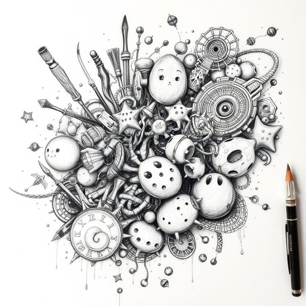 Hyperdetailed Charcoal Doodles