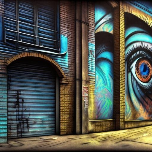 Graffiti Crying Eye in Aquarel Style