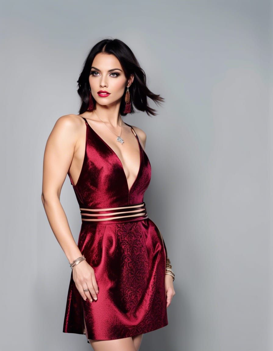 Tattooed Woman in Satin Dress: Sci-Fi Line Art