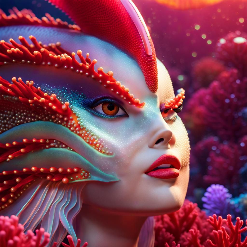 Opal Sea Creature in Fantasy Pixar Style