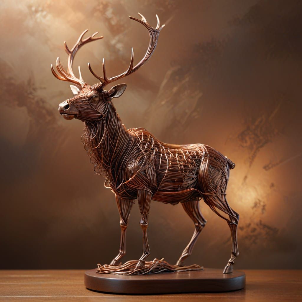 Wire sculpture of a caribou