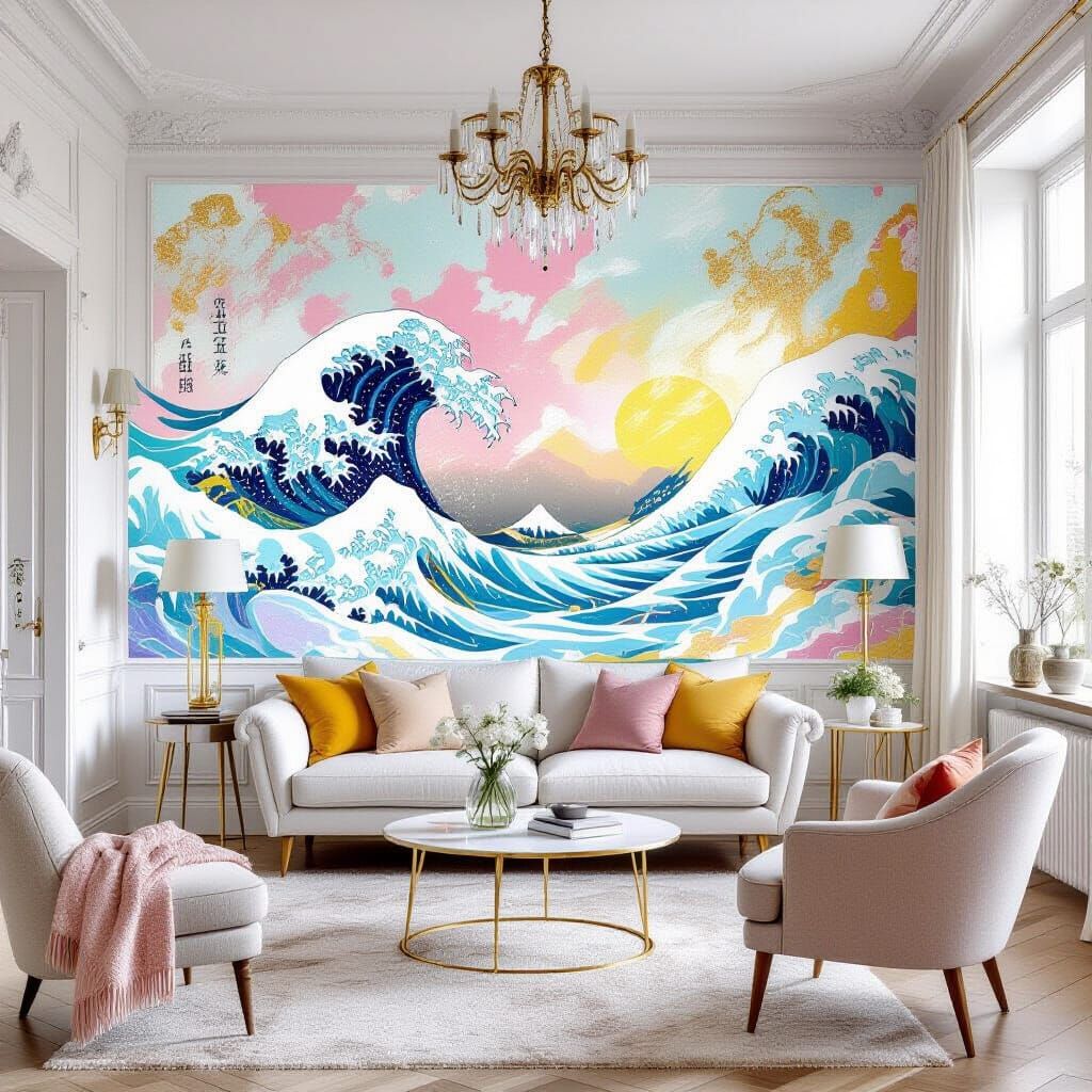 Metamodern Living Room in Rococo Impressionist Style