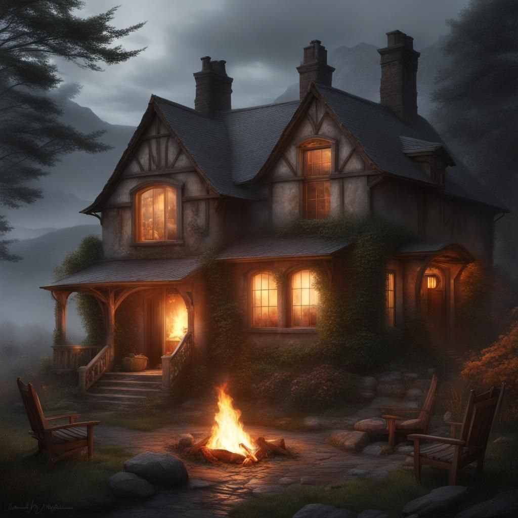 Cozy Home in Detailed Matte Painting Style