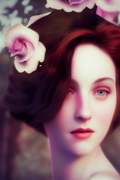 Beautiful Woman in Vintage Photoillustration Style