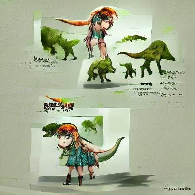 Cartoon Dinosaur Girl Concept Art
