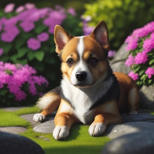 Petit Brabançon Dog Portrait in Sun-Drenched Garden