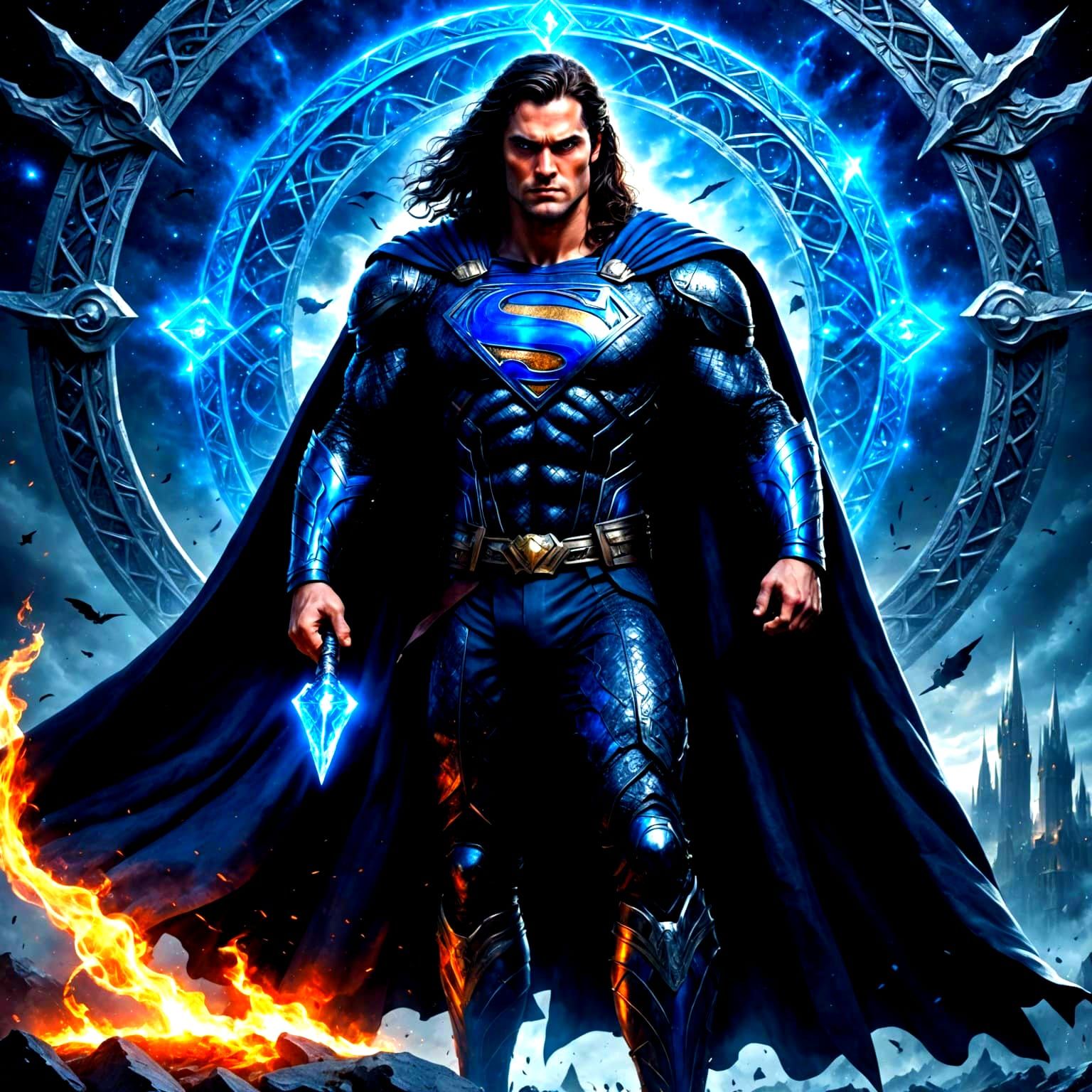 Gothic Viking Superman in Astral Cosmic Style