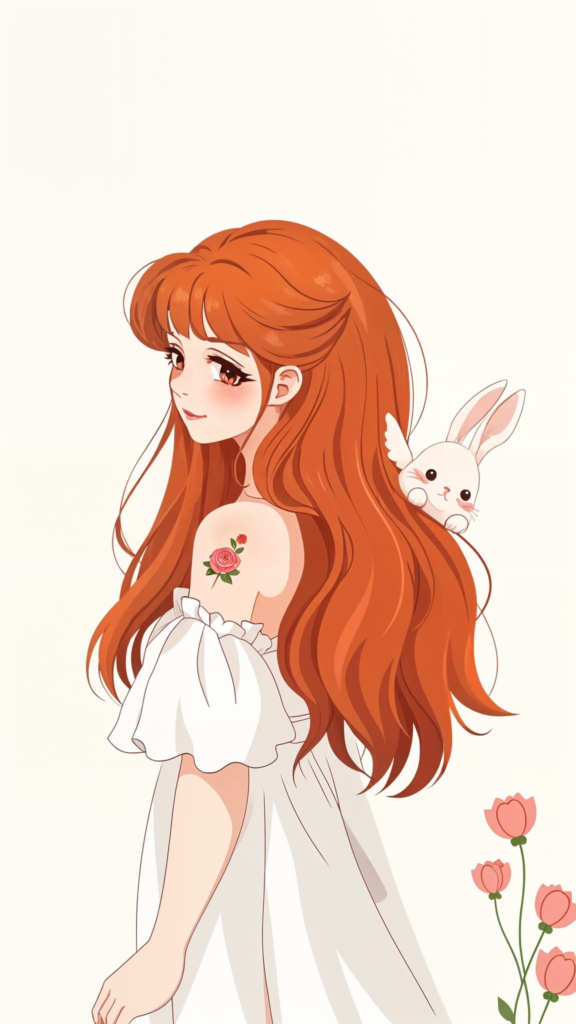 Kawaii Bunny on Shoulder in Pop Art Style