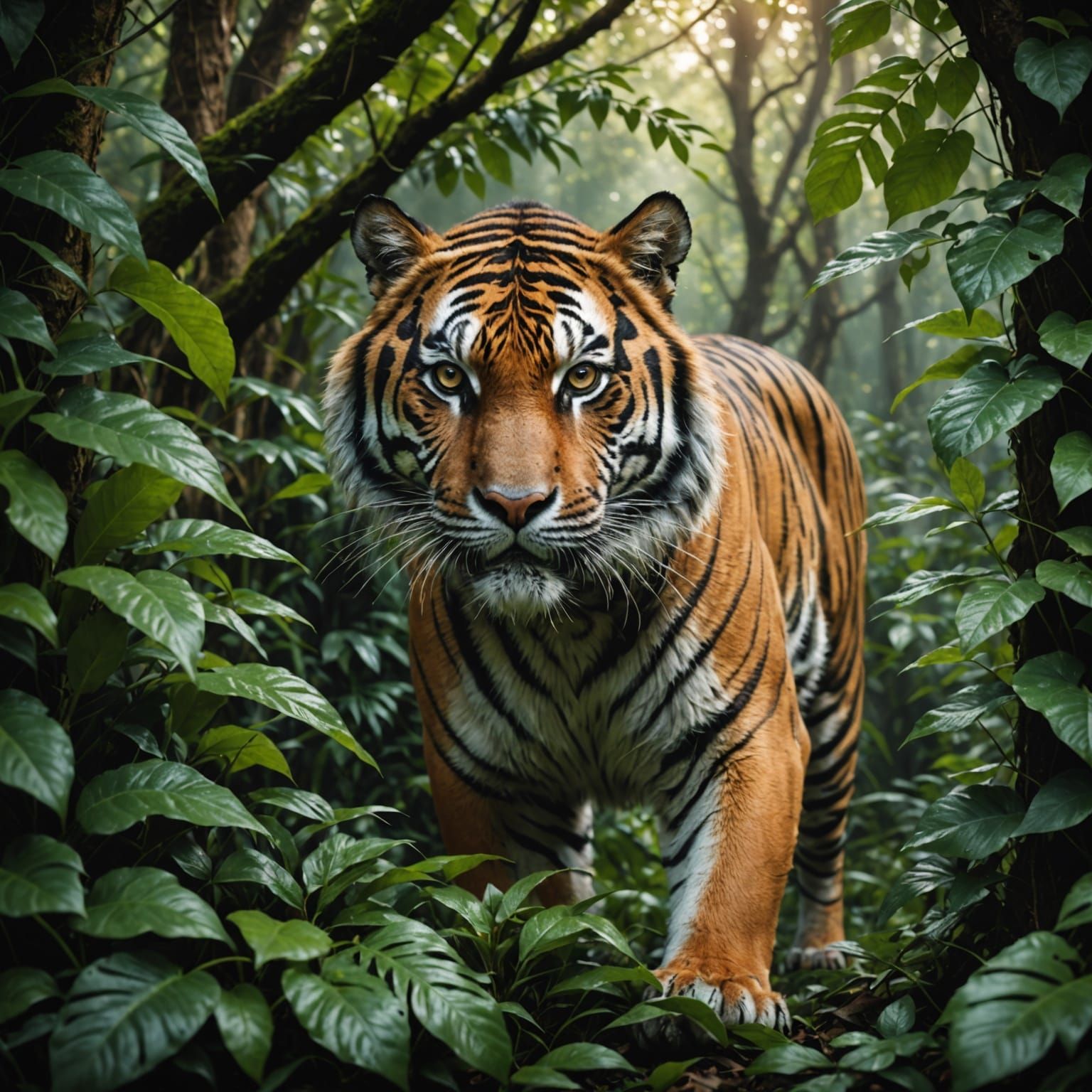 Tiger Emerges from Shadows in Epic Cinematic Scene