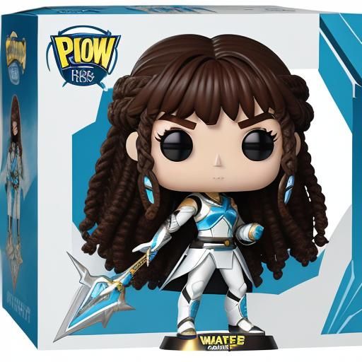 Funko Pop of a Young woman with long curly brown braided hai...