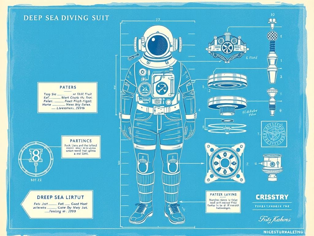 Vintage-Style Deep Sea Diving Suit Blueprint