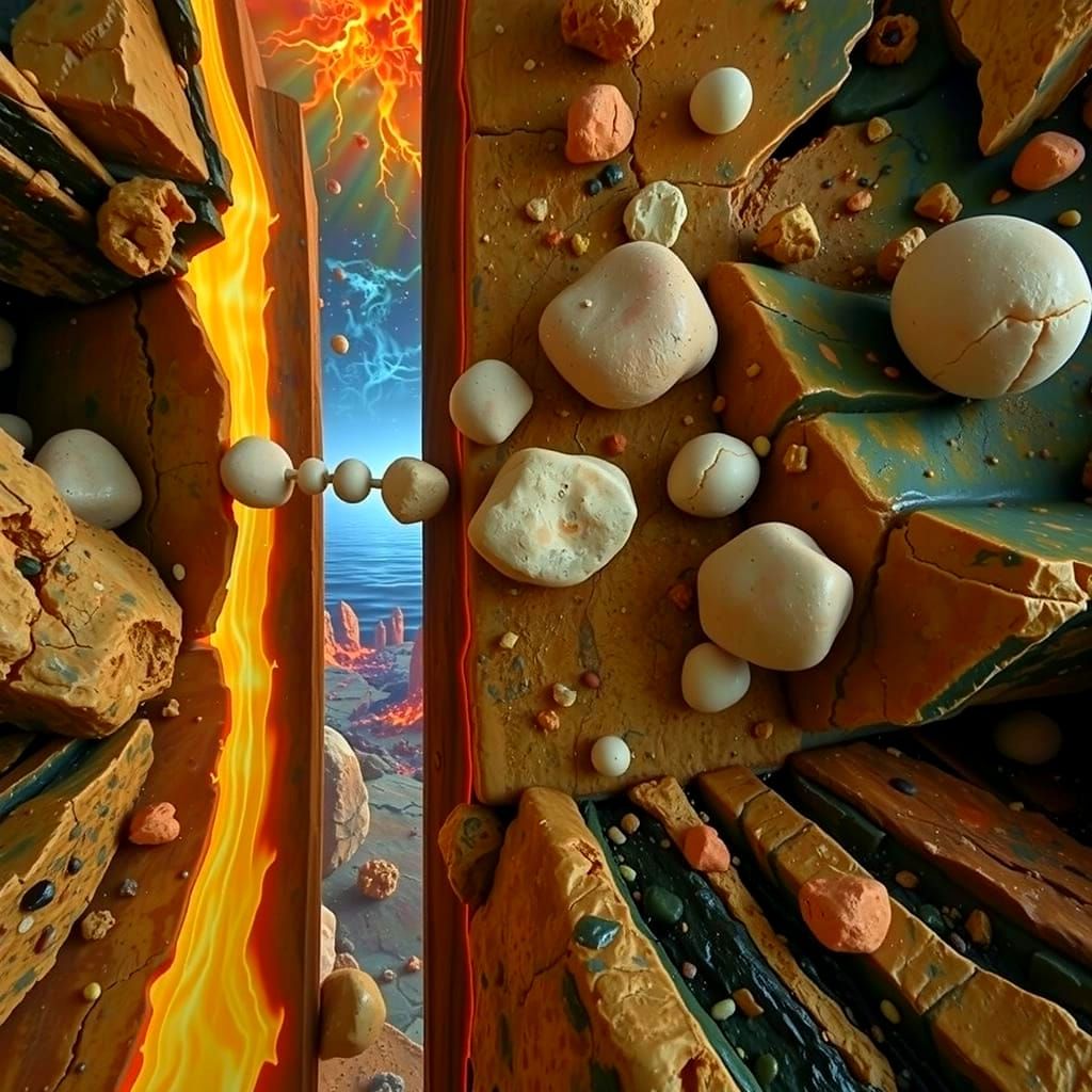 Molten Rock Landscape in Vivid Oil Paint