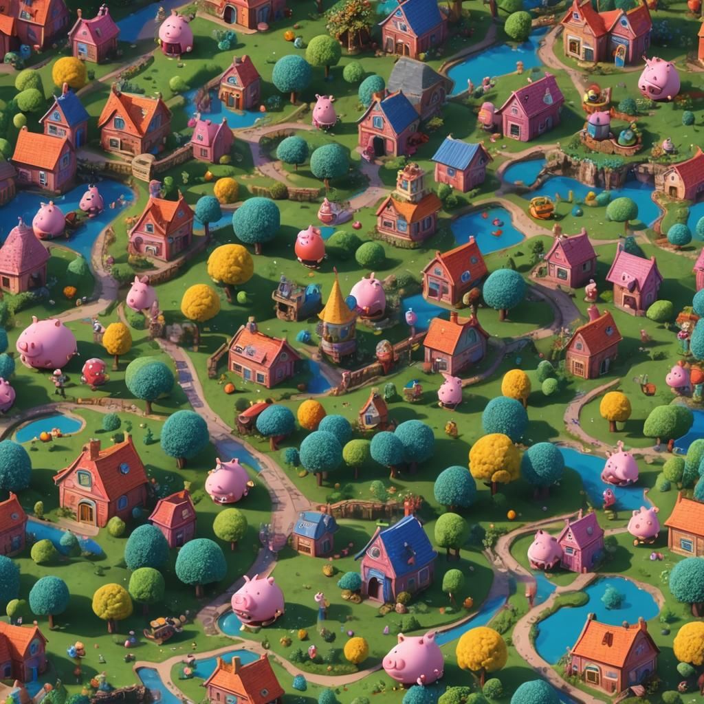 Detailed Matte Painting of Peppa Pig
