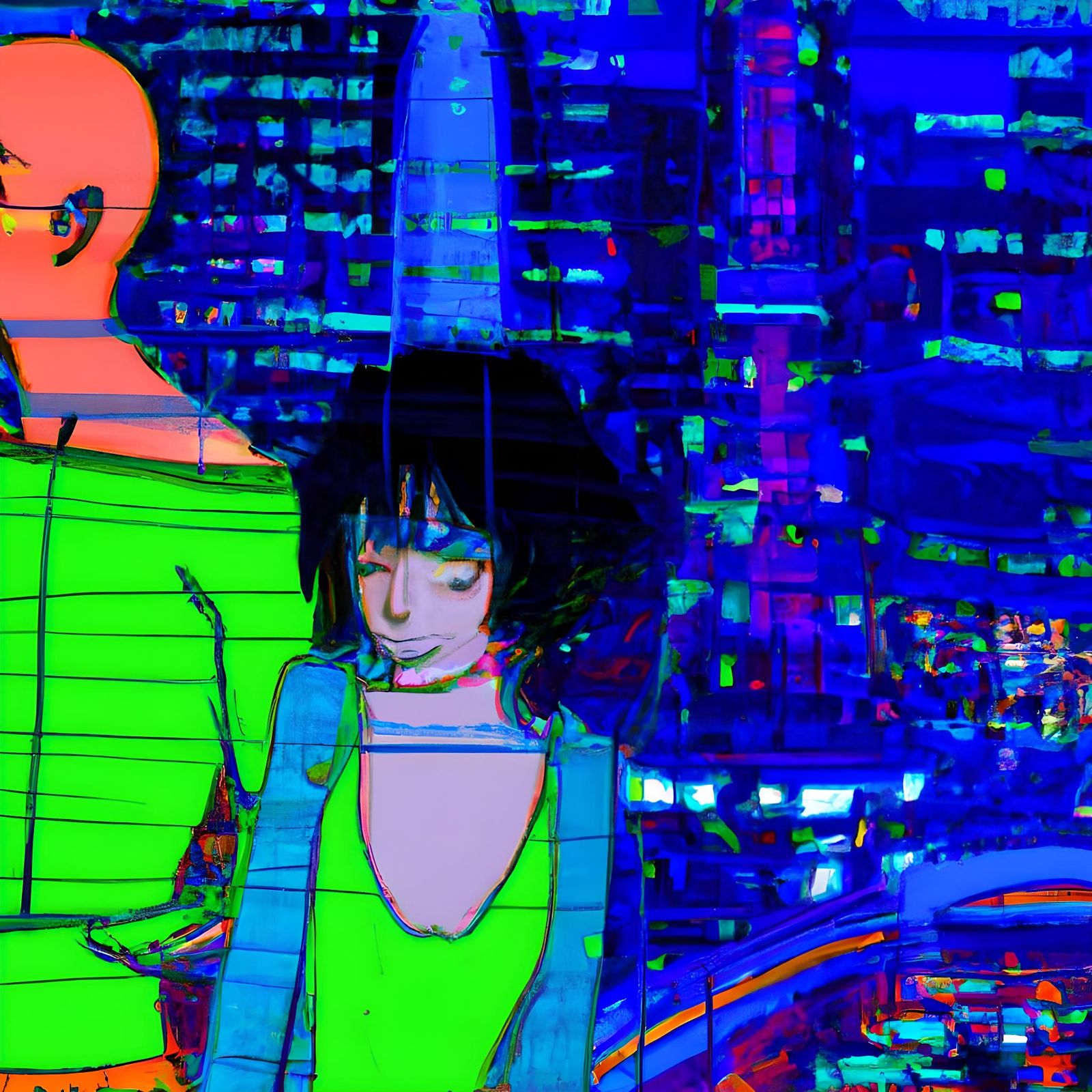 Neo Tokyo Youth in Expressionist Art Deco Style