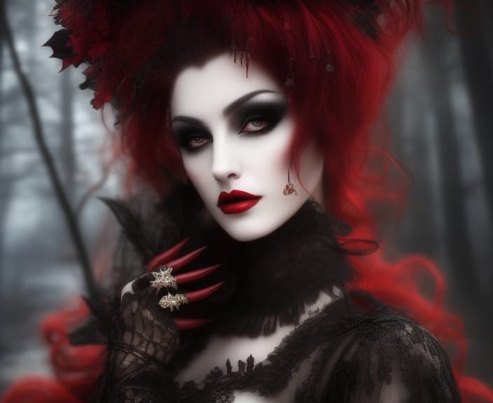 Vampire Queen Portrait in Gothic Baroque Style