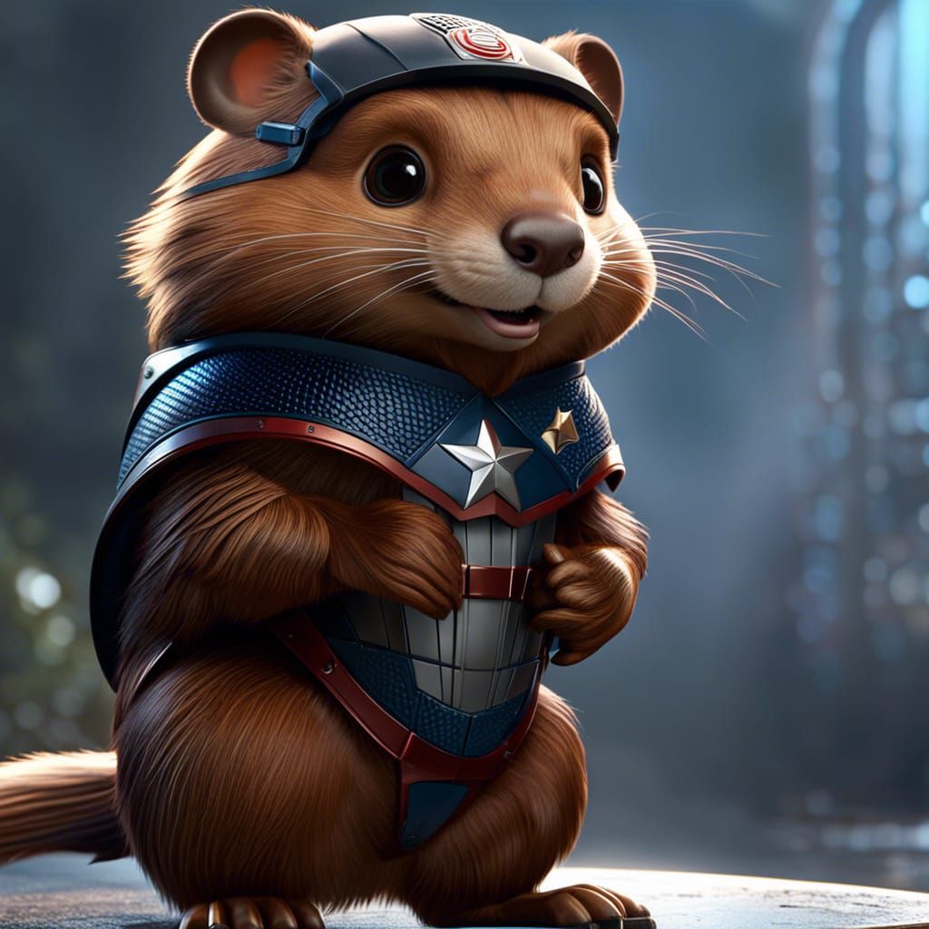 Adorable beaver is Captain America